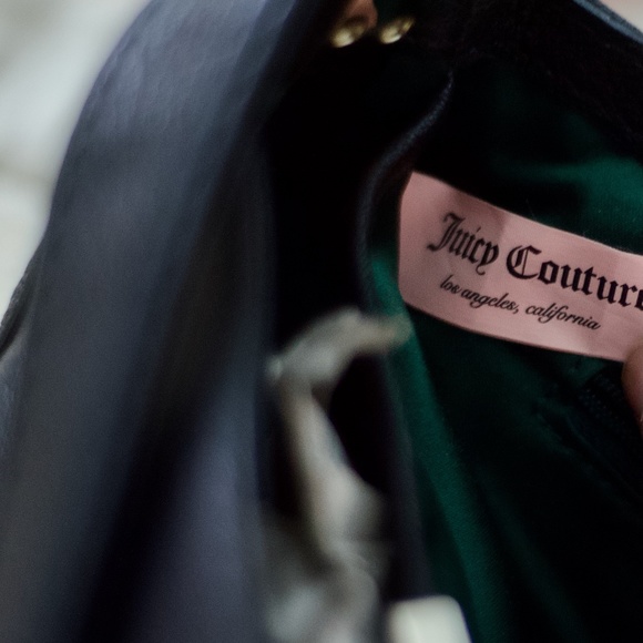 Juicy Couture Black Velour Faux Leather Handbag/Sachet YHRU3270 - Picture 11 of 16